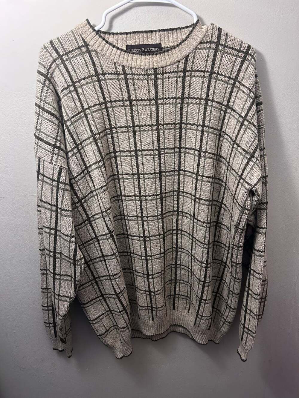 Liberty Sweaters Vintage Plaid Crewneck Sweater Size M
